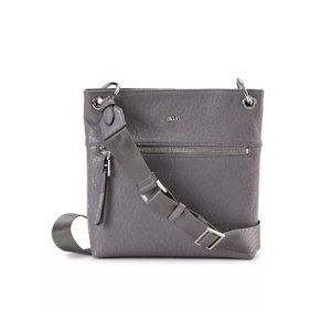 DKNY Gregorio Zip Top faux-leather crossbody bag - Charcoal/Gray